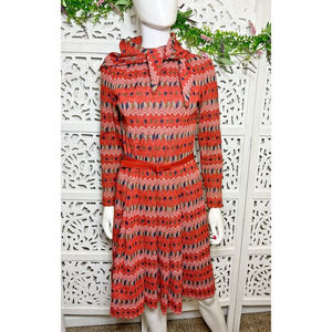 Vintage Nancy Greer Women's Mod Fit Flare Midi Belted Secretary Dress Size 10